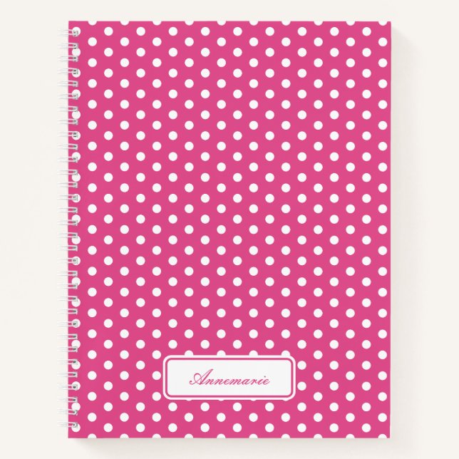 Custom Pink Polka Dot Spiral Notebook (Front)