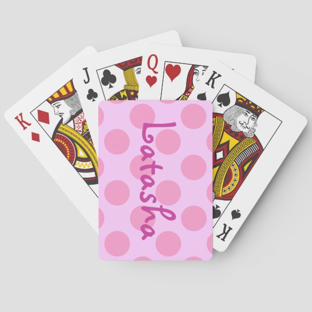Custom Pink Polka Dots Playing Cards (Back)