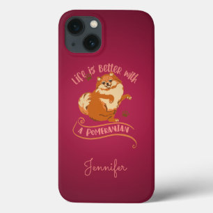 Custom Pink Pomeranian Lover iPhone 13 Case