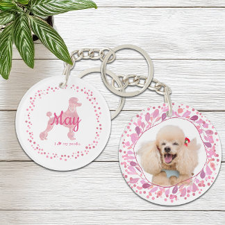 Custom Pink Poodle Silhouette and Photo Keychain