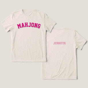 Custom Pink Preppy Varsity Mahjong Graphic Tri-Blend Shirt