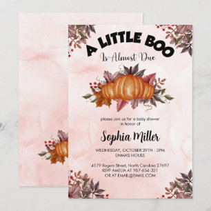 Custom Pink Pumpkin Halloween Baby Shower For Girl Invitation