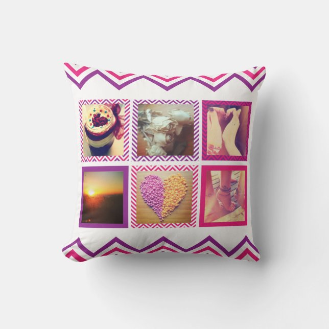 Custom Pink Purple Chevron Instagram Cushion (Front)