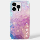 Custom Pink Purple Crystal Quartz Stone Name Cute Case-Mate iPhone Case (Back)