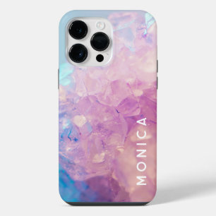 Custom Pink Purple Crystal Quartz Stone Name Cute iPhone 14 Pro Max Case