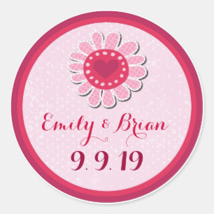 Custom pink purple flower wedding sticker labels