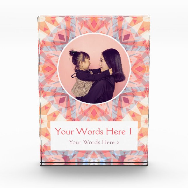 Custom Pink Purple Star Mother’s Day Mum Mama Gift Photo Block (Front)