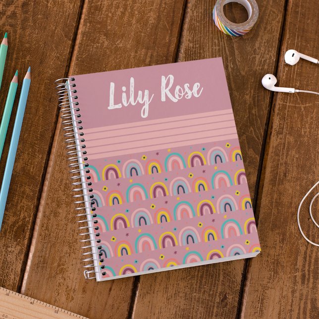 Custom Pink Rainbow Pattern Kid's Notebook (Creator Uploaded)