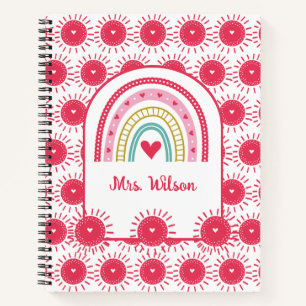 Custom Pink Rainbow School Teacher Notebook