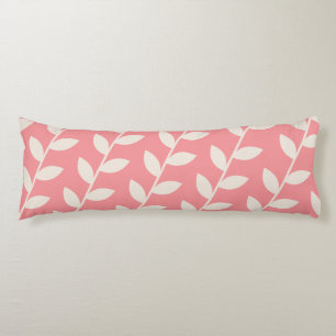 Custom Pink Retro Leaf Pattern  Body Cushion