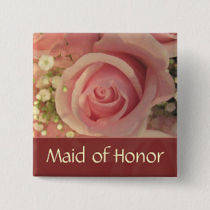 Custom Pink Rose Bridal Button - Customised
