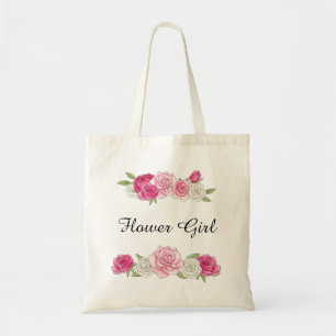 Custom Pink Rose Chic Flower Girl Tote Bag