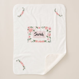 Custom Pink Rose Room Decor & Designs Sherpa Blanket