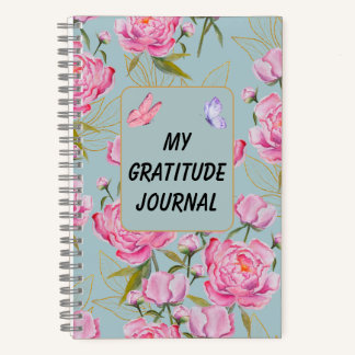 Custom Pink Roses Gratitude Notebook