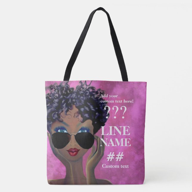Custom Pink Sorority Black Art Tote Bag (Front)