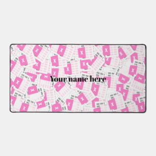 Custom Pink Spreadsheet Pattern Desk Mat