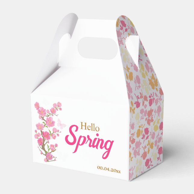  Custom Pink Spring Flowers Favour Box (Front Side)