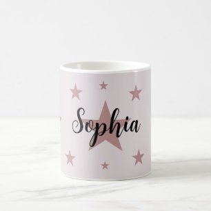 Custom Pink Star Mug – Personalised with Your Name