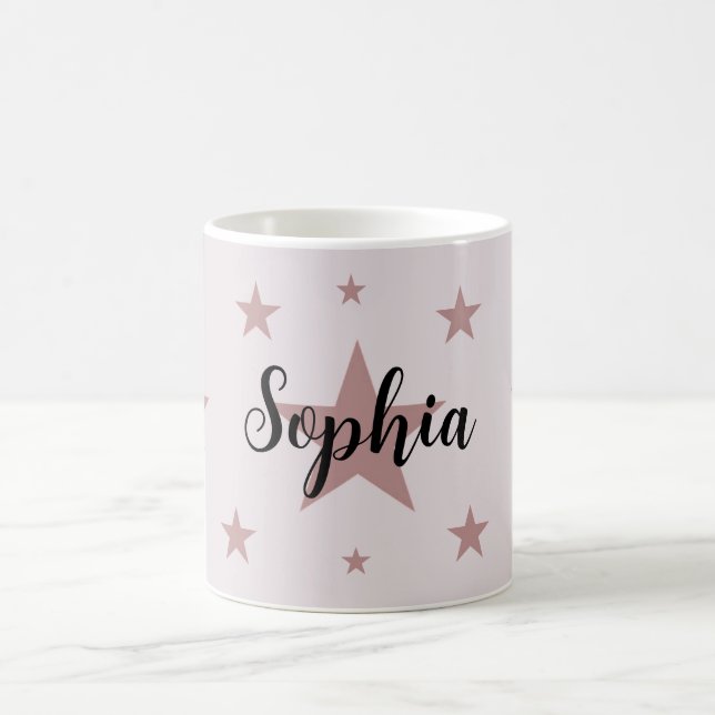 Custom Pink Star Mug – Personalised with Your Name (Center)