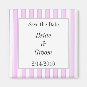 Custom Pink Stripes Save the Date Magnet
