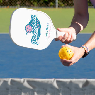 Custom Pink Teal Pickleball Team Paddle