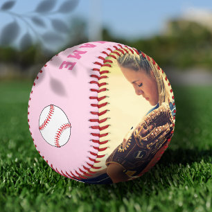 Custom Pink Team Player Name Number Photo Softball