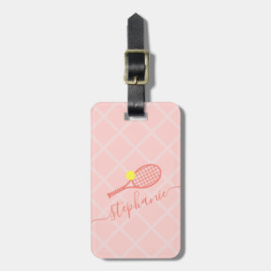 Custom Pink Tennis Monogram Travel Luggage Tag