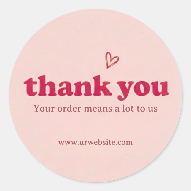 Custom Pink Thank You Business Sticker  (Front)