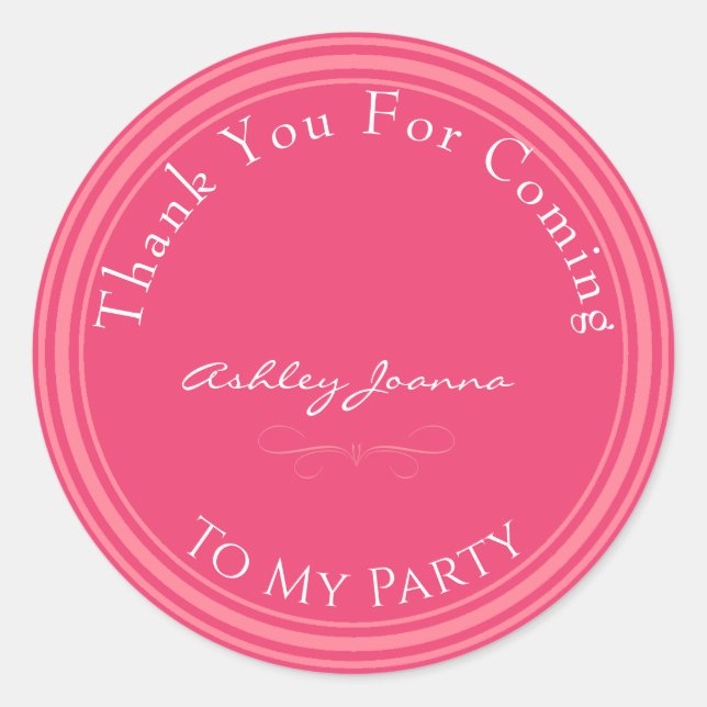 Custom Pink Thank You Sticker (Front)