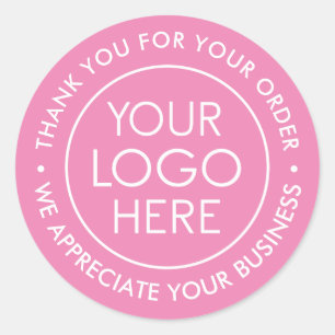 Custom Pink Thank You Sticker with Logo