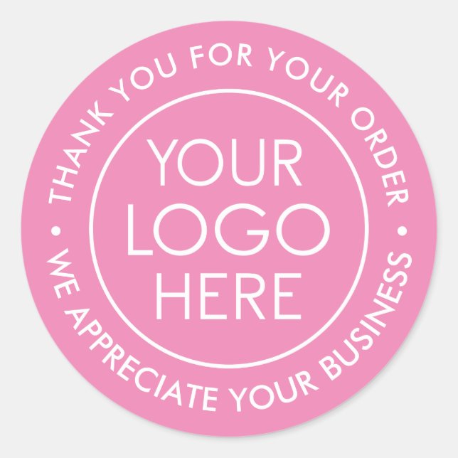 Custom Pink Thank You Sticker with Logo (Front)