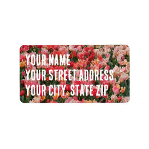 Custom Pink Tulip Flower Garden Label