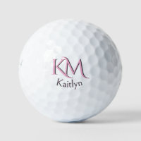 Custom Pink Two-Layered Monogram First Name  Golf 
