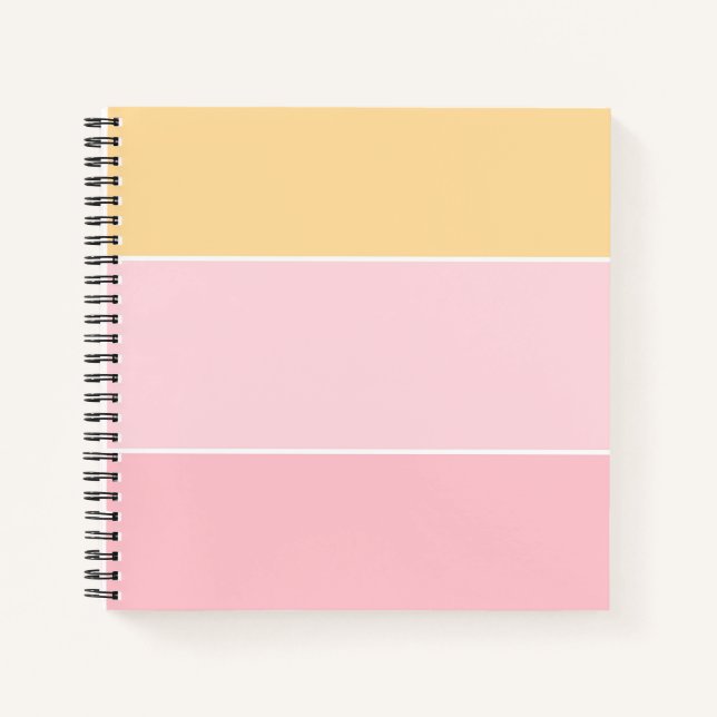 Custom Pink Vanilla Yellow White Striped Template Notebook (Front)