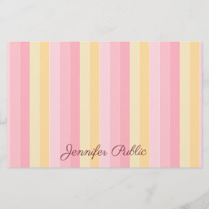 Custom Pink Vanille Yellow White Template Script Stationery