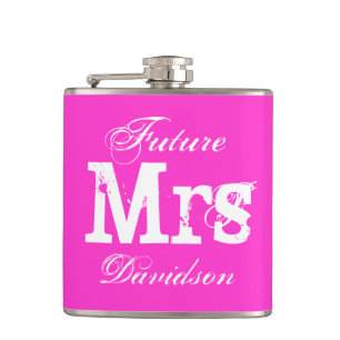 Custom pink wedding drink flask for bride to be