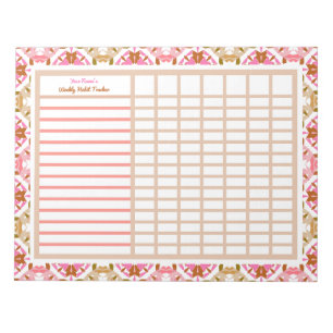 Custom Pink Weekly Habit Goals Tracker Planner Notepad