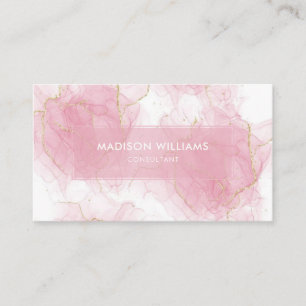 Custom Pink White Gold Glitter Professional Business Card