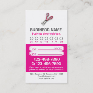 Custom pink white hair appointment cards