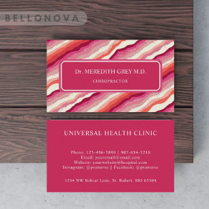 Custom Pink White Red Orange Wave Monogram Business Card