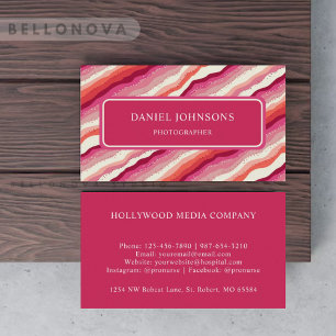 Custom Pink White Red Orange Wave Monogram Business Card