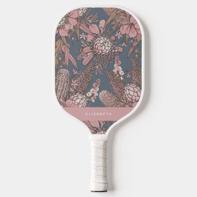 Custom Pink Wild Bush Flower Bouquet Pickleball Paddle (Front)