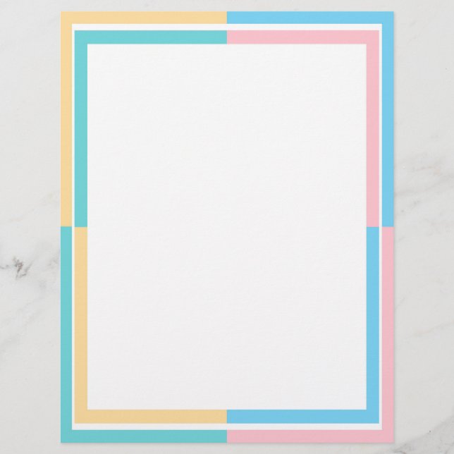Custom Pink Yellow Blue Green Blank Template Custom Letterhead (Front)