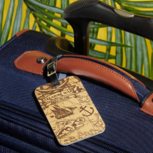 Custom Pirate map land point Family Luggage Tag