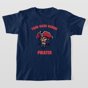 CUSTOM Pirate Mascot   Red - School College Team T-Shirt