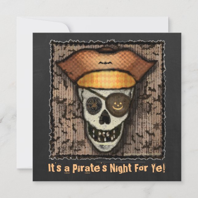 Custom Pirate Skull Halloween Party Invitation (Front)