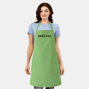 Custom pistachio green name text monogram kitchen apron