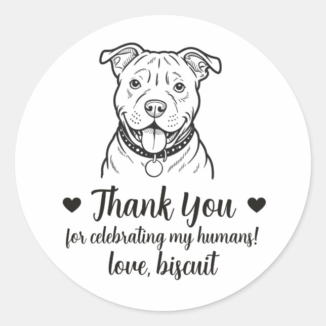 Custom Pitbull Dog Wedding Favour Stickers (Front)