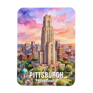 Custom Pittsburgh Cathedral of Learning Watercolor Magnet