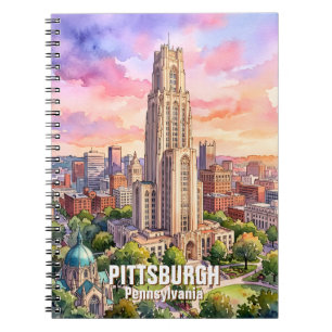 Custom Pittsburgh Cathedral of Learning Watercolor Notebook